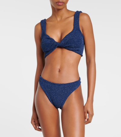 Shop Hunza G Juno Lurex Bikini In Blue