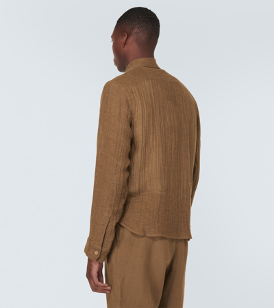 Shop Le Kasha Gaz Linen Shirt In Brown