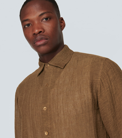 Shop Le Kasha Gaz Linen Shirt In Brown