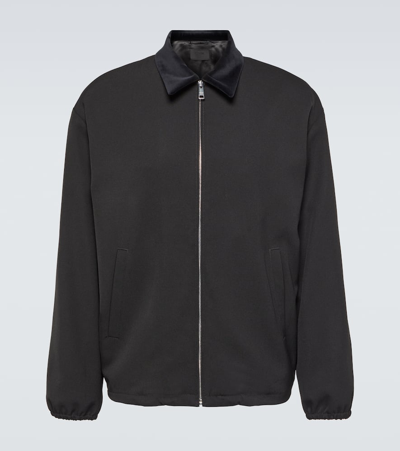 Shop Prada Virgin Wool Bomber Jacket In Black