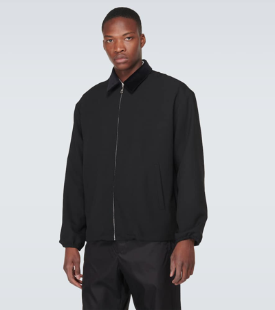 Shop Prada Virgin Wool Bomber Jacket In Black