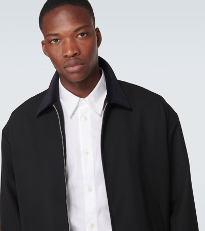 Shop Prada Virgin Wool Bomber Jacket In Black