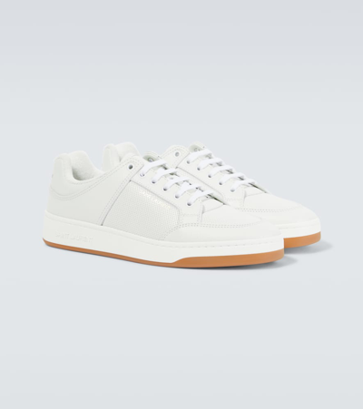 Shop Saint Laurent Sl/61 Leather Sneakers In White
