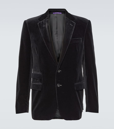 Shop Ralph Lauren Purple Label Cotton Velvet Suit Jacket In Black