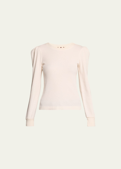 Shop Amo Denim Girly Long-sleeve Thermal Top In Natural