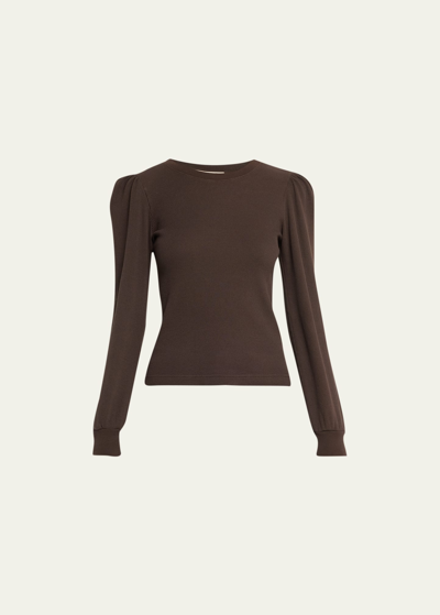 Shop Amo Denim Girly Long-sleeve Thermal Top In Espresso
