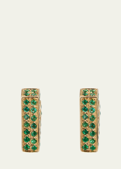 Shop Dries Criel 18k Yellow Gold Emerald Mini Brute Diamanti Earrings In Yg