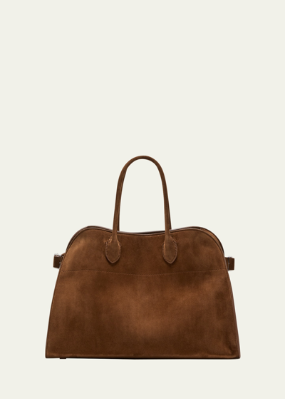 Shop The Row Margaux 15 Top-handle Bag In Suede In Desert