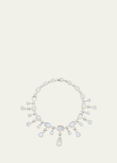 Shop Verdura 18k White Gold Stardust Moonstone And Diamond Necklace