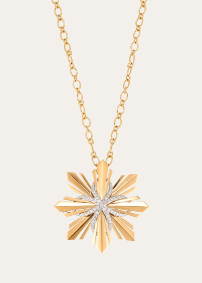 Shop Verdura 18k Yellow Gold, Platinum, And Diamond Etoile Convertible Pendant Necklace