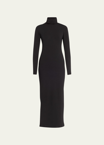 Shop Sprwmn Long-sleeve Turtleneck Maxi Dress In Black