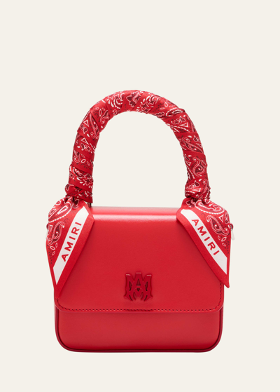 Shop Amiri Micro Bandana Leather Top-handle Bag In 610 Red