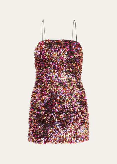 Shop Ramy Brook Milena Sequined Mini Dress In Pink Orchid Jewel