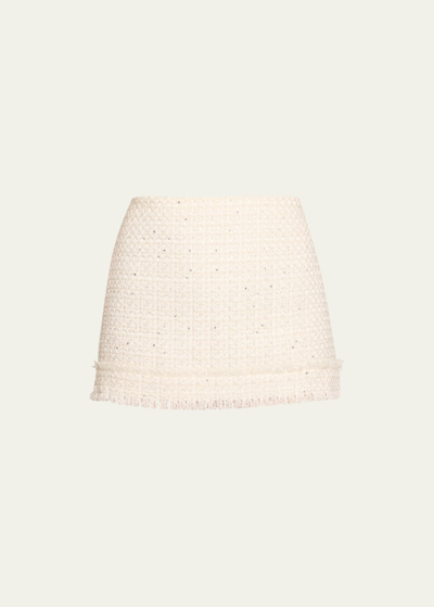 Shop Alice And Olivia Ecenia Tweed Mini Skirt In Off White