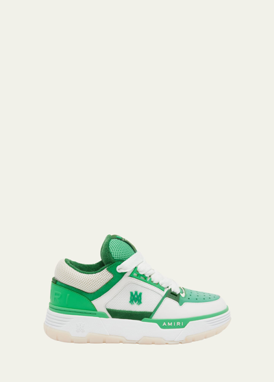 Shop Amiri Men's Ma-1 Leather & Mesh Low-top Sneakers In Green