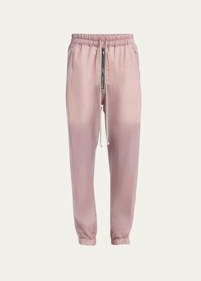 Shop Rick Owens Mid-rise Relaxed-leg Sheer Pull-on Jogger Pants In Faded Pink