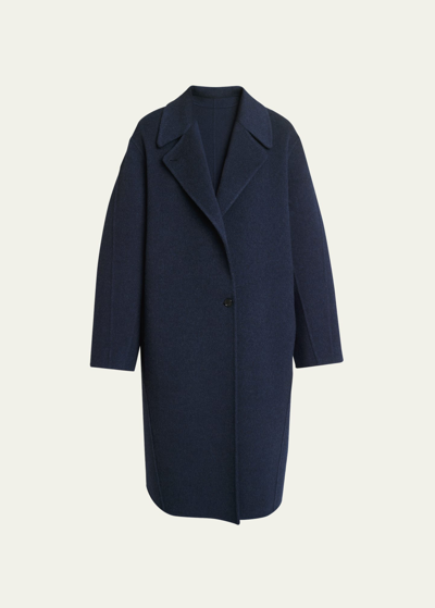Shop Loewe Wool-cashmere Oversized Single-breasted Cocoon Coat In Midnight B
