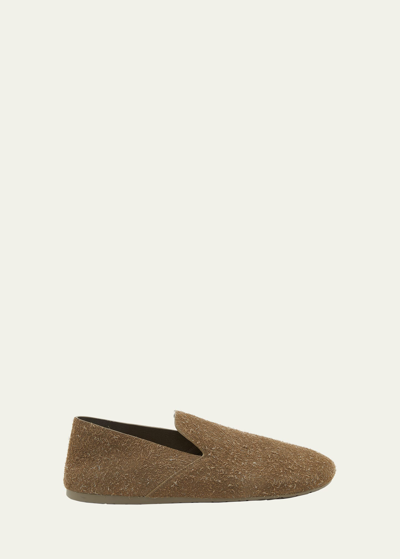 Shop Loewe Men's Campo Brushed Suede Clogs In Khaki Green