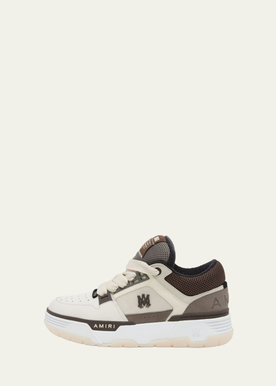 Shop Amiri Men's Ma-1 Leather & Mesh Low-top Sneakers In Brown