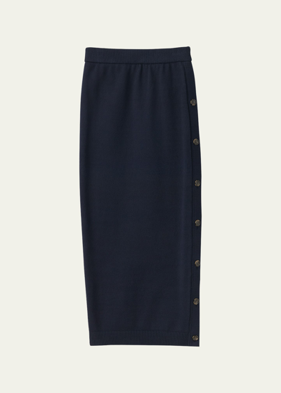 Shop Adeam Taylor Buttoned Knit Skirt In Midnight