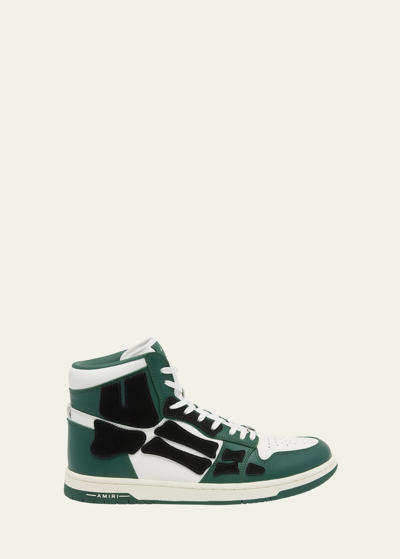 Shop Amiri Men's Skel Leather And Suede High-top Sneakers In Green