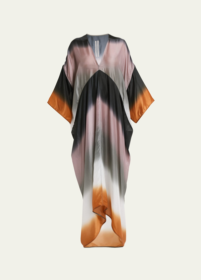Shop Rick Owens Striped V-neck Long-sleeve Flowy Maxi Dress In Lido Degrade