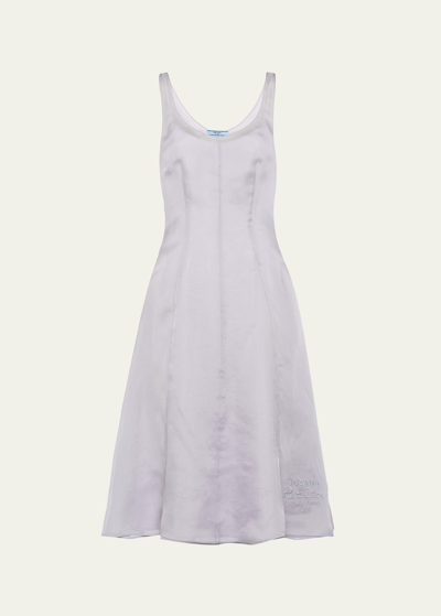 Shop Prada Embroidered Midi Organza Dress In F0230 Glicine