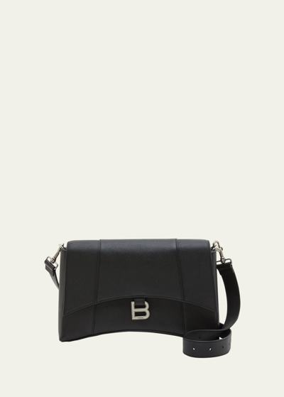 Shop Balenciaga Men's Downtown Leather Messenger Bag In Noir