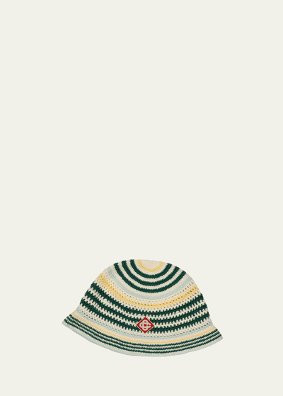 Shop Casablanca Men's Diamond Logo Crochet Bucket Hat In Multi