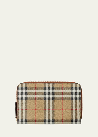 Burberry Check Zip-around Continental Wallet In Archive Beige