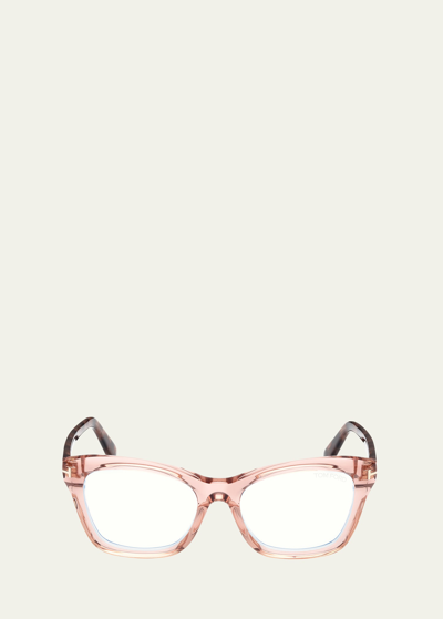 Shop Tom Ford Blue Filtering Two-tone Acetate Cat-eye Sunglasses In Pnko