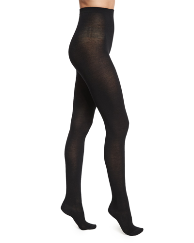 Shop Wolford Merino Wool Tights, Black In Ecrue