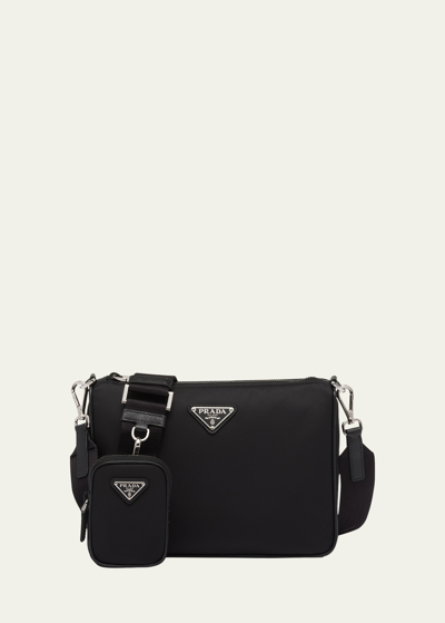 Shop Prada Men's Nylon Crossbody Bag In F0002 Nero