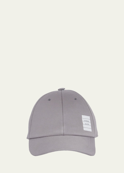 Shop Thom Browne Men's Twill Logo-patch Baseball Cap In Medium Gray