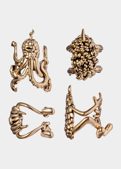 Shop L'objet Haas Monster Ball Napkin Rings, Set Of 4 In Gold