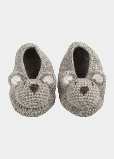 Albetta Crochet Bear Booties In Beige