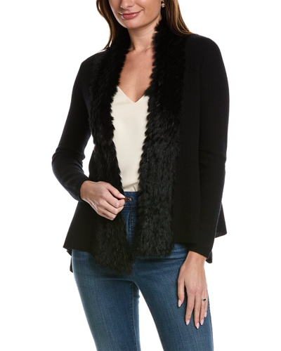 Shop Incashmere Fuzzy Wool & Cashmere-blend Cardigan In Black