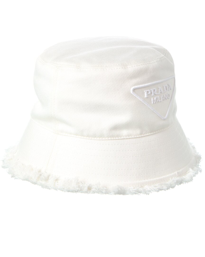 Shop Prada Drill Bucket Hat In White