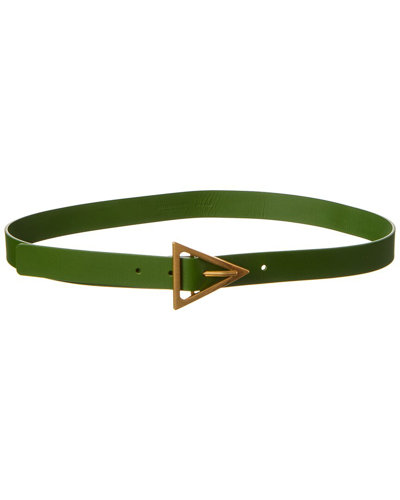 Shop Bottega Veneta Triangle Buckle Leather Belt In Green