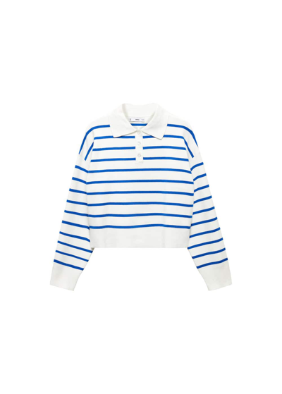 Shop Mango Striped Polo-neck Sweater Vibrant Blue