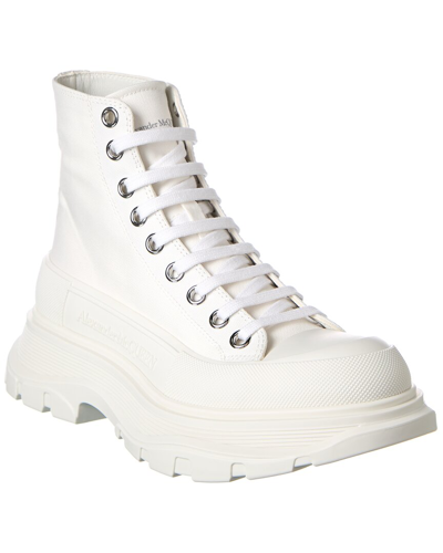 Shop Alexander Mcqueen Tread Slick Canvas Boot In White