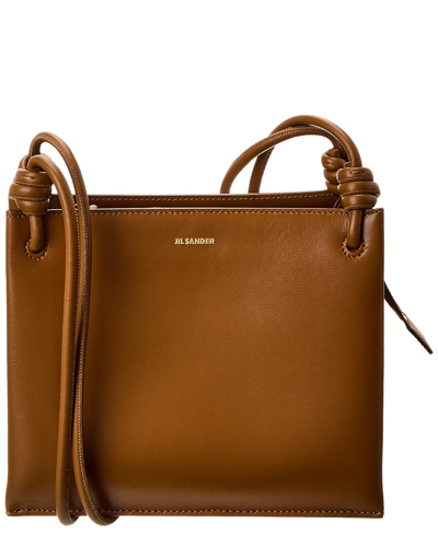 Shop Jil Sander Giro Small Leather Shoulder Bag In Brown