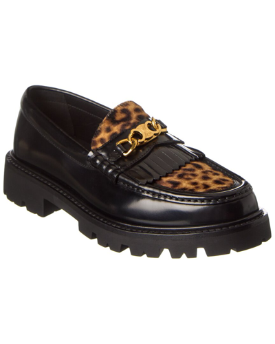 Shop Celine Margaret Haircalf & Leather Loafer In Black