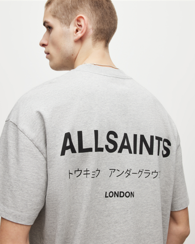 Shop Allsaints Underground Oversized Crew Neck T-shirt In Grey Marl