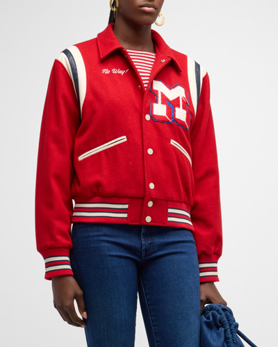 Shop Mother The Team Spirit Varsity Jacket In Sidelines Sil