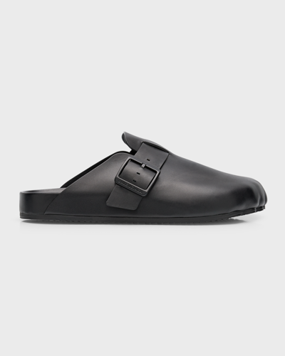 Shop Balenciaga Sunday Calfskin Buckle Mules In 1000 Black