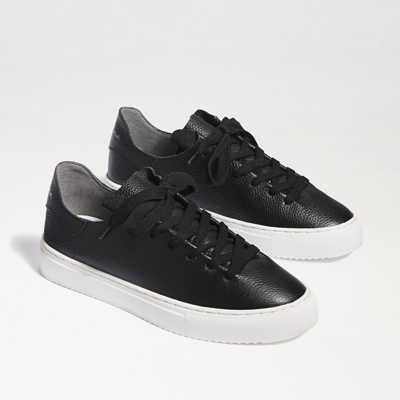 Sam Edelman Poppy Lace-up Sneaker Black Leather In Black