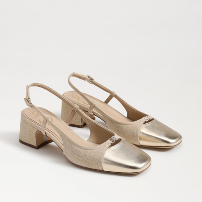 Shop Sam Edelman Tarra Slingback Heel Linen/gold In Multi