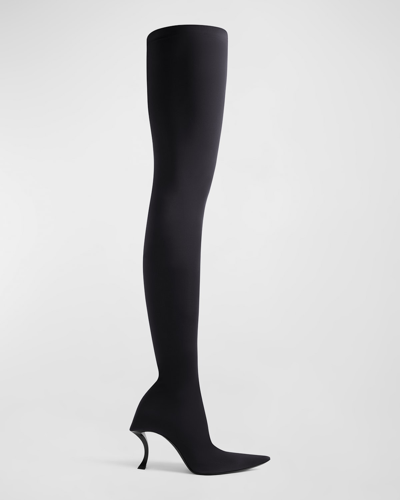 Shop Balenciaga Hourglass Stretch Over-the-knee Boots In 1000 Black