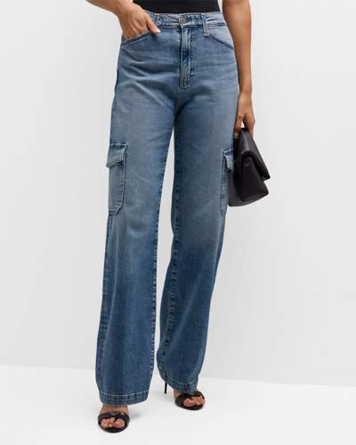 Shop Ag Gatin Wide-leg Cargo Jeans In Exile
